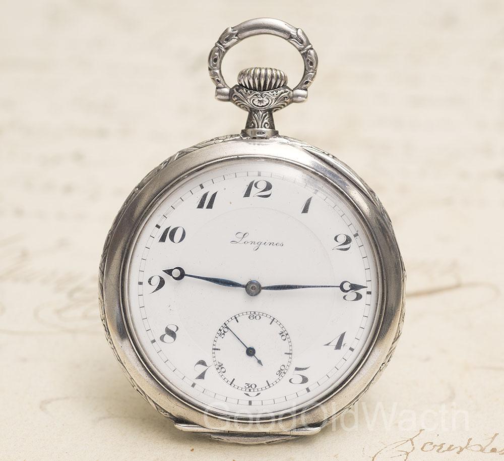 Rare Antique Silver LONGINES - Carnegie Hero Fund Commemorative Pocket Watch
