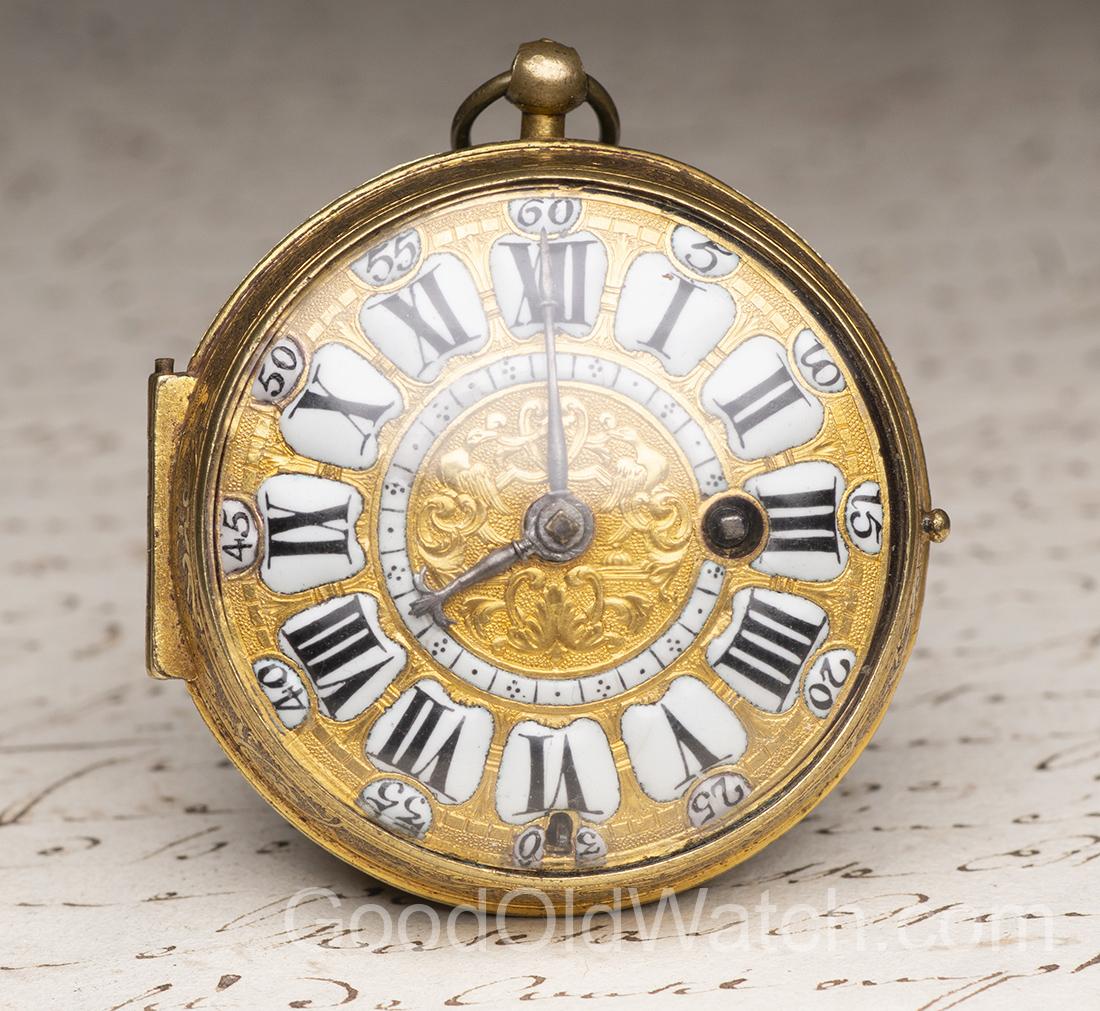 1710s LOUIS XIV OIGNON Verge Fusee Antique Pocket Watch MONTRE COQ
