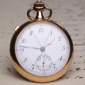 HighGrade-SPLIT-SECONDS-CHRONOGRAPH-Antique-Gold-Pocket-Watch