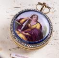 c. 1800 Vestal Enamel Miniature Antique Verge Fusee Pocket Watch by Bouvier Geneve
