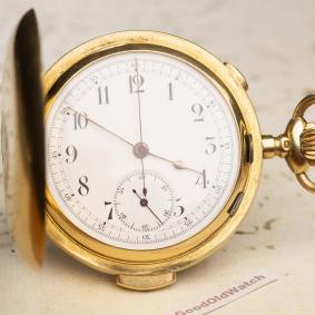 Minute Repeater & Chronograph Antique Solid Gold REPEATING Pocket Watch from 1910s