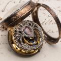 ENAMEL PORTRAIT & SKELETONIZED GOLD VERGE FUSEE Antique Pocket Watch