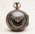 ENAMEL PORTRAIT & SKELETONIZED GOLD VERGE FUSEE Antique Pocket Watch