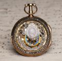 ENAMEL PORTRAIT & SKELETONIZED GOLD VERGE FUSEE Antique Pocket Watch