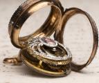 ENAMEL PORTRAIT & SKELETONIZED GOLD VERGE FUSEE Antique Pocket Watch