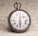 ENAMEL PORTRAIT & SKELETONIZED GOLD VERGE FUSEE Antique Pocket Watch