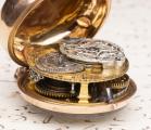 Repousse Pair Case Antique Verge Fusee Pocket Watch w/ Chatelain
