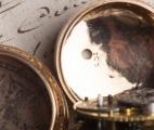Repousse Pair Case Antique Verge Fusee Pocket Watch w/ Chatelain