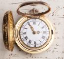 Repousse Pair Case Antique Verge Fusee Pocket Watch w/ Chatelain