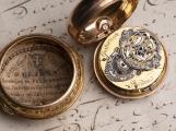 Repousse Pair Case Antique Verge Fusee Pocket Watch w/ Chatelain