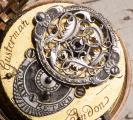Repousse Pair Case Antique Verge Fusee Pocket Watch w/ Chatelain