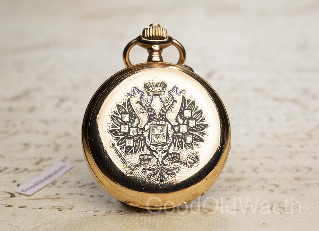 PAUL BUHRE RUSSIAN IMPERIAL PRESENTATION Antique Pocket Watch 14k Gold & Enamel Case