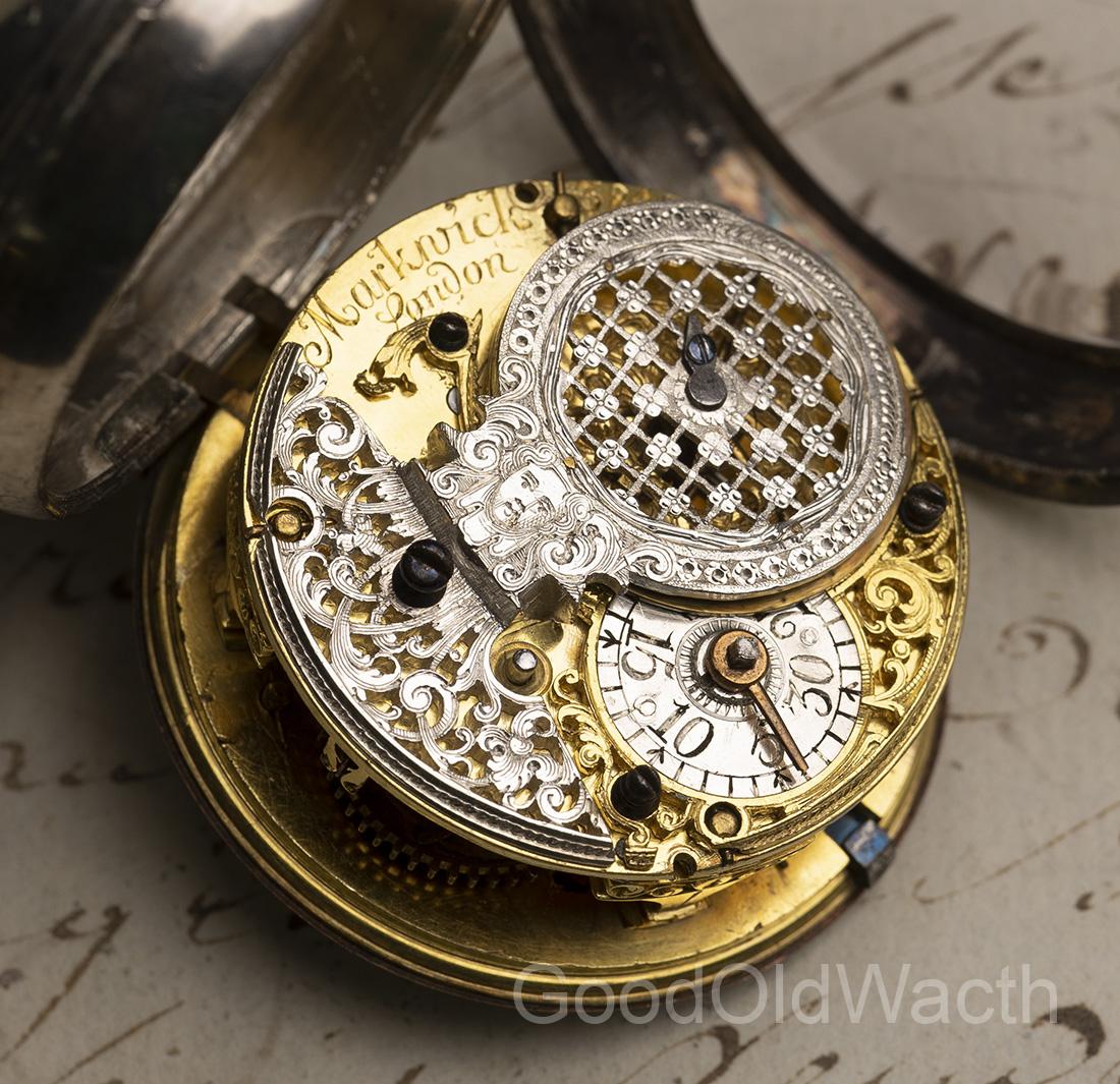 MARKWICK LONDON 1720s OIGNON Verge Fusee Antique Pocket Watch MONTRE COQ SpindelTaschenuhr