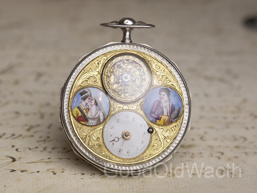 Visible Balance & Enamel Miniatures Verge Fusee Antique Pocket Watch