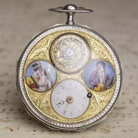 Visible Balance & Enamel Miniatures Verge Fusee Antique Pocket Watch