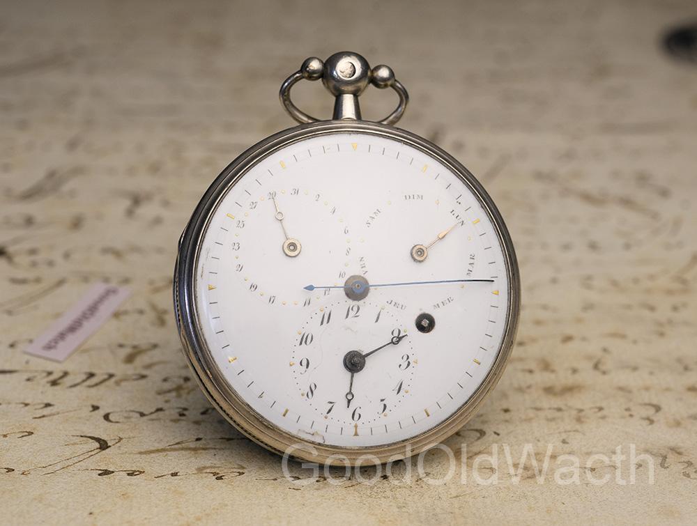VIRGULE ESCAPEMENT Pocket Watch with Calendar and Centre Second