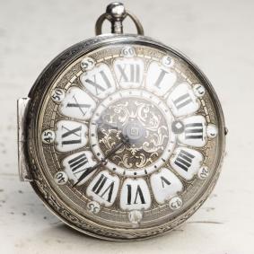 1700s-LOUIS-XIV-OIGNON-Verge-Fusee-Antique-Pocket-Watch-MONTRE-COQ-Spindeltaschenuhr