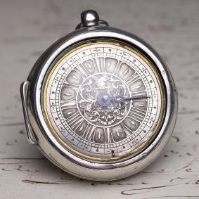 1710s SINGLE HAND Champleve Dial Pair Cased FLEMISH Verge Fusee Antique Pocket Watch
