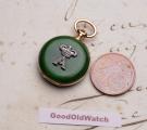 British Queen Alexandra of Denmark gold & green enamel Gift Antique Pocket Watch c. 1910