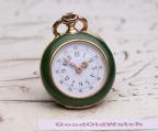 British Queen Alexandra of Denmark gold & green enamel Gift Antique Pocket Watch c. 1910