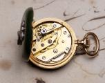 British Queen Alexandra of Denmark gold & green enamel Gift Antique Pocket Watch c. 1910
