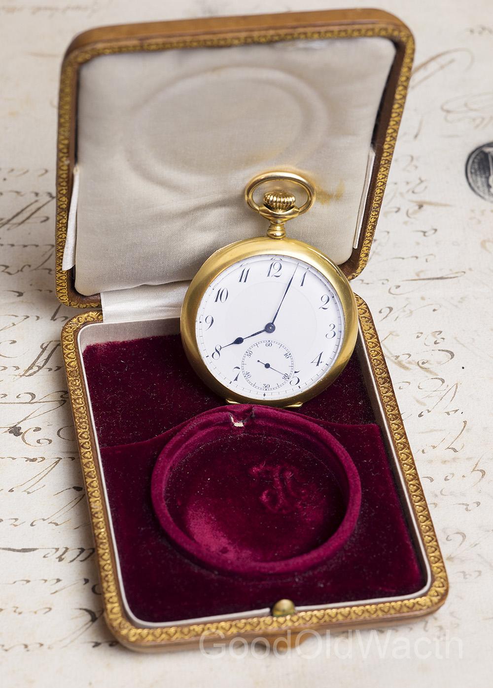Commemorative BULLETIN DE MARCHE CHRONOMETER Gold Antique Pocket Watch