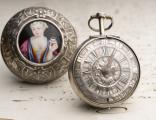 1700s POLISH Enamel Miniature Pair Cased Verge Fusee Antique Pocket Watch