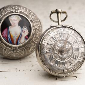 1700s-POLISH-Enamel-Miniature-Pair-Cased-Verge-Fusee-Antique-Pocket-Watch