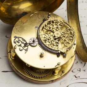 1680s-SINGLE-HAND-CARRIAGE-CLOCK-WATCH-Verge-Fusee-Antique-Pocket-Watch-by-Gaudron-MONTRE-COQ-SpindelTaschenUhr