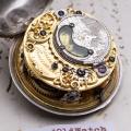 Pair Cased Verge Fusee Antique Pocket Watch w/ SILVER BALANCE BRIDGE with w/ GENRE SCENE & MOCK PENDULUM