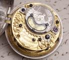 Pair Cased Verge Fusee Antique Pocket Watch w/ SILVER BALANCE BRIDGE with w/ GENRE SCENE & MOCK PENDULUM