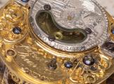 Pair Cased Verge Fusee Antique Pocket Watch w/ SILVER BALANCE BRIDGE with w/ GENRE SCENE & MOCK PENDULUM
