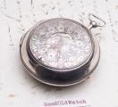 Pair Cased Verge Fusee Antique Pocket Watch w/ SILVER BALANCE BRIDGE with w/ GENRE SCENE & MOCK PENDULUM