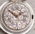 Pair Cased Verge Fusee Antique Pocket Watch w/ SILVER BALANCE BRIDGE with w/ GENRE SCENE & MOCK PENDULUM