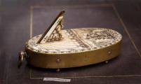 A very rare horizontal ivory scrimshaw sundial