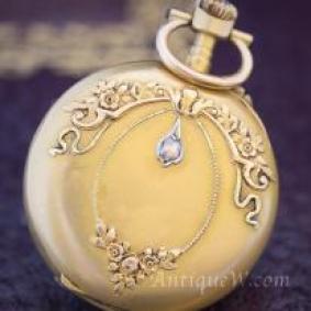 Antique French 18k Gold and Diamond Pocket or Pendant Lady Watch
