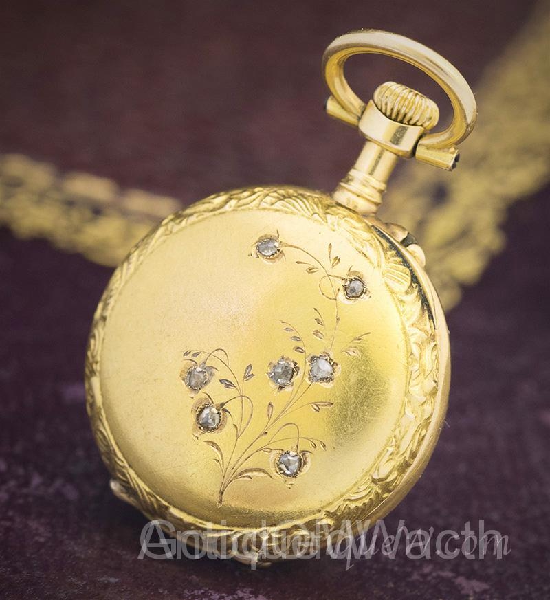  Beautiful French Solid 18k and Diamonds Pocket/Pendant Lady Watch