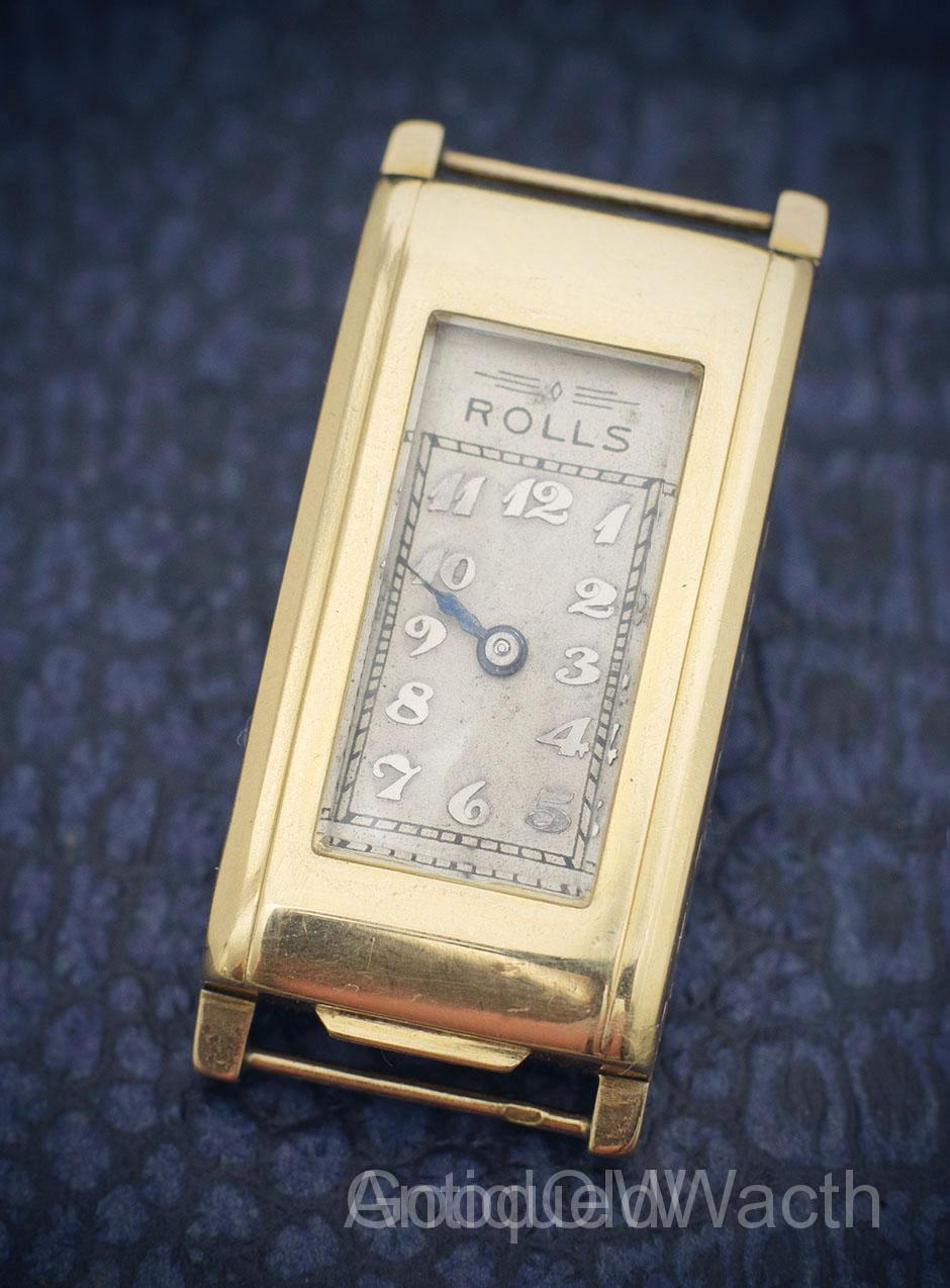 Rare 18k gold Art Deco self-winding watch from 1920/1930 by Leon Hatot - Rolls