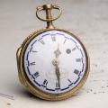 ENAMEL PAINTING Verge Fusee Antique Pocket Watch w/ Chatelaine