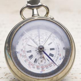 Rare Oversized COMPASS & CHRONOGRAPH pocket watch - patent by Captain Vincent