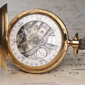 Double-Sided-Calendar-14k-Gold-Antique-Hunter-Pocket-Watch