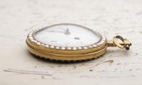 Geneve ENAMEL PAINTING Gold & Pearls VERGE FUSEE Antique Pocket Watch