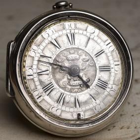 1700s-Pair-Cased-Champleve-Dial-Verge-Fusee-British-Antique-Pocket-Watch
