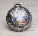 Enamel Miniature Pair Cased Champleve Dial Verge Fusee Antique Pocket Watch