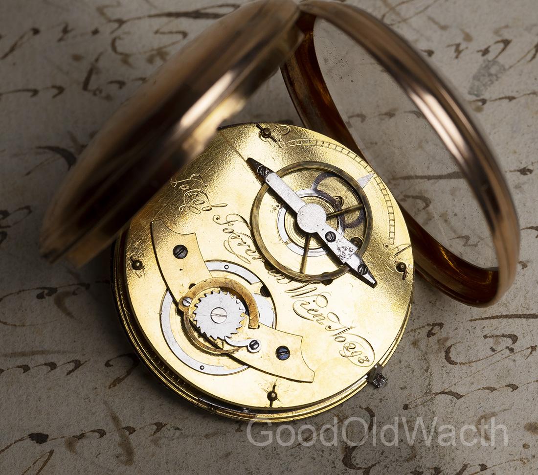 DOUBLE WHEEL DUPLEX Escapement Solid Gold Antique Pocket Watch