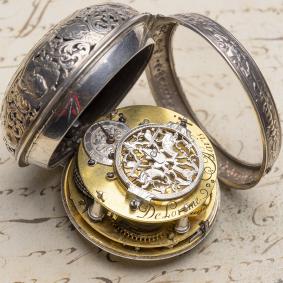 1710s REPEATING Verge Fusee Antique Pocket Watch MONTRE COQ SpindelTaschenuhr