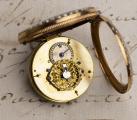 Enamel & Pearls 18k Gold Verge Fusee Antique Pocket Watch